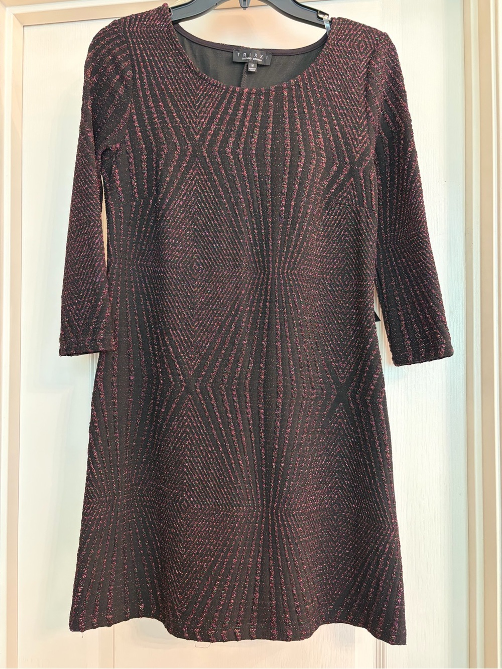 Trixxi Black and Mutli-Colored Metallic Ribbed Dress